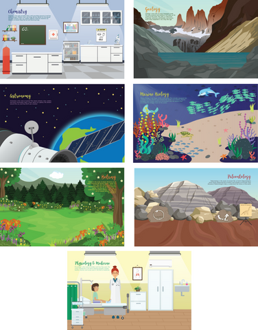 Background Pages From Science! STEM Sticker Adventure from Hopscotch Girls
