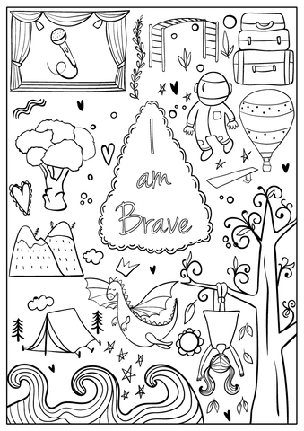 I Am Brave Page from I Am Confident, Brave & Beautiful: A Coloring Book for Girls from Hopscotch Girls