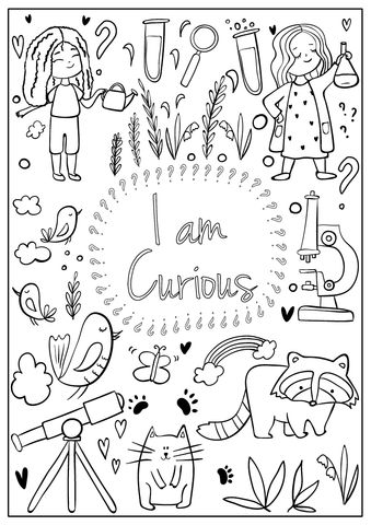 I Am Curious Page from I Am Confident, Brave & Beautiful: A Coloring Book for Girls from Hopscotch Girls
