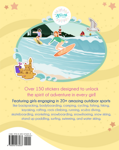 Back Cover of Outdoor Sports Sticker Adventure from Hopscotch Girls