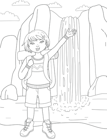 Hiking Girl from Think Brave! A Coloring & Drawing Adventure