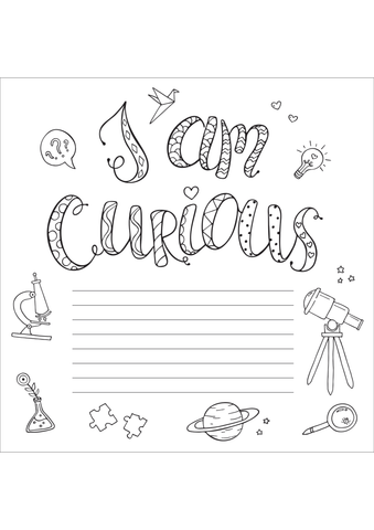 I Am Curious Writing Page - I Am Confident Brave & Beautiful: A Project Book
