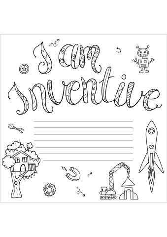 I Am Inventive Writing Page - I Am Confident Brave & Beautiful: A Project Book