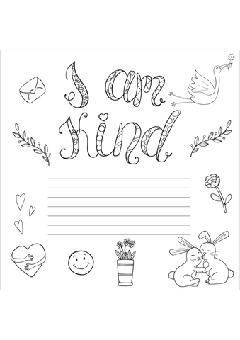 I Am Kind Writing Page I Am Confident Brave & Beautiful: A Project Book