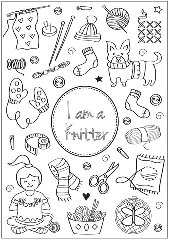 Knitter Page from I Am Creative Coloring Book