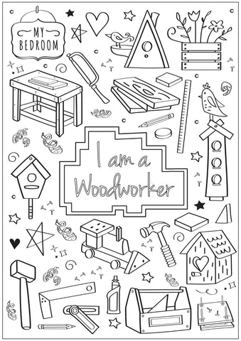 Woodworker Page from I Am Creative Coloring Book